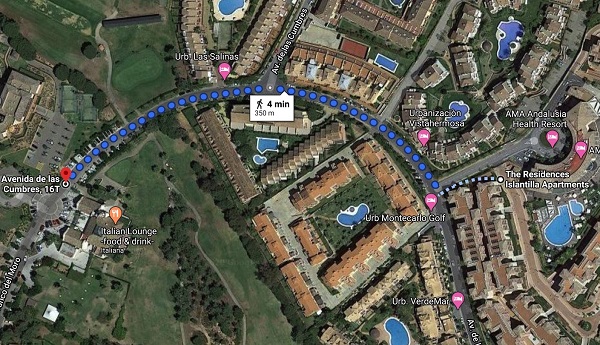 Location the residences to Islantilla golf